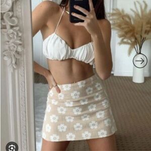 Princess Polly Floral Beige Mini Skirt